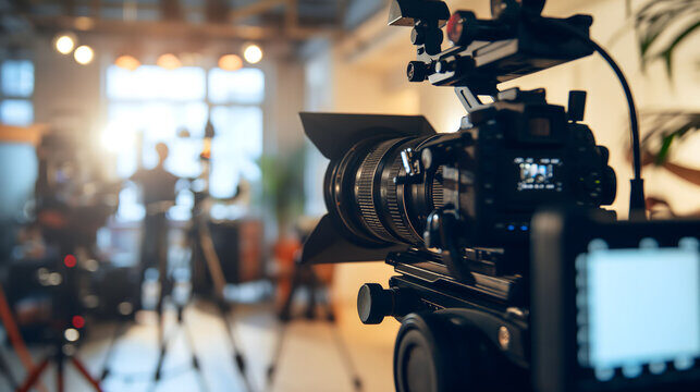 Cinema cameras set up for a visual storytelling shoot